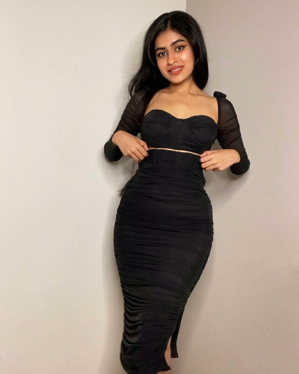 Black ruched dress